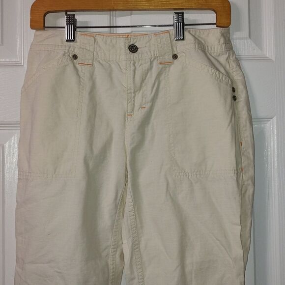 Liz Claiborne Audra cream color cropped pants  Sz 4 - Picture 3 of 8